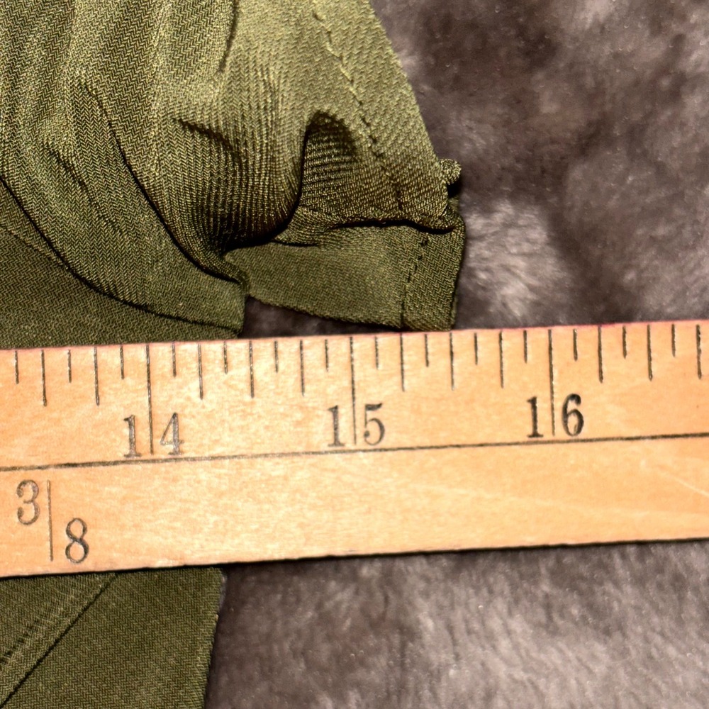 Mac Duggal Olive Green Ruched Midi Dress Surplice Flutter‎ Sleeve Sexy NWT 2 - Picture 10 of 15